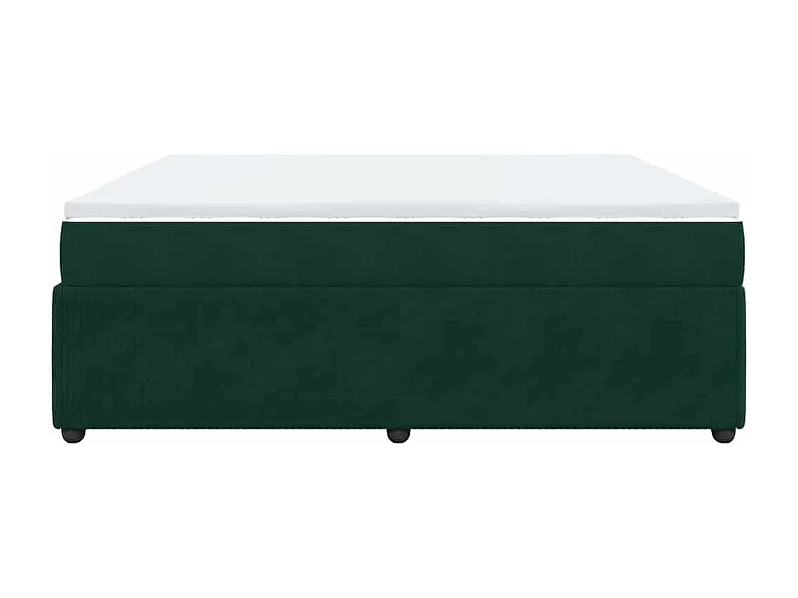 Cama box spring con colchón terciopelo verde oscuro 200x200 cm