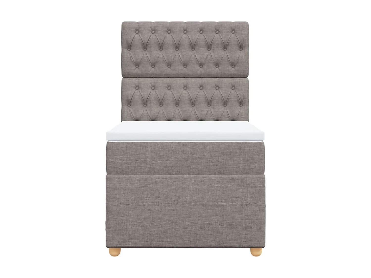 Cama box spring con colchón tela gris taupe 80x200 cm
