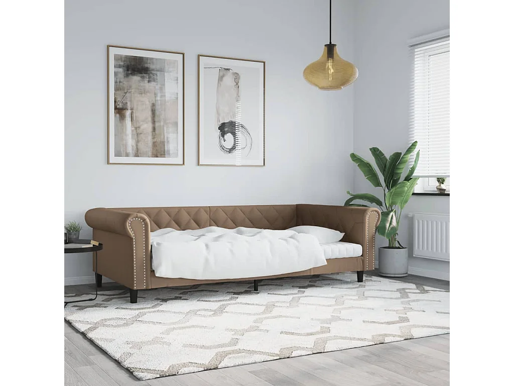 Letto da Giorno Cappuccino 100x200 cm in Similpelle
