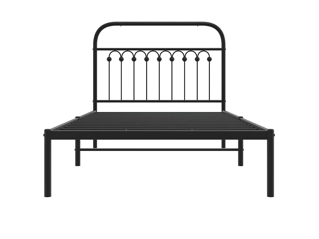 Cadre de lit métal sans matelas avec tête de lit noir 100x190cm