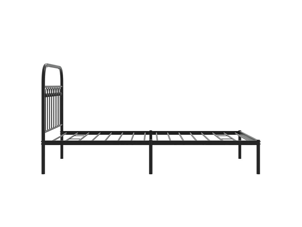 Cadre de lit métal sans matelas avec tête de lit noir 100x190cm