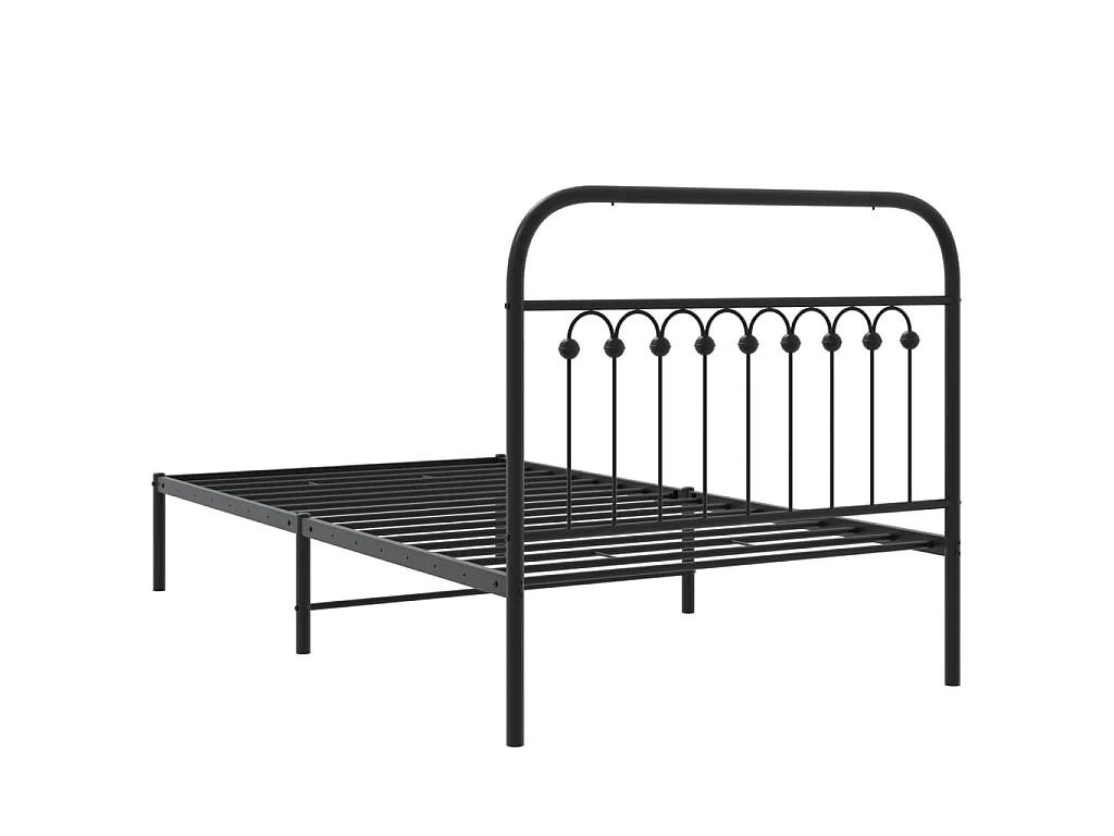 Cadre de lit métal sans matelas avec tête de lit noir 100x190cm