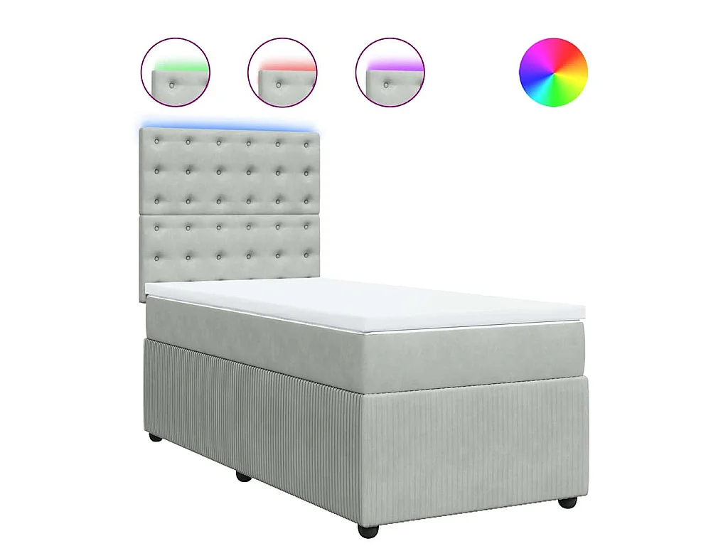Boxspringbett mit Matratze Hellgrau 90x190 cm Samt