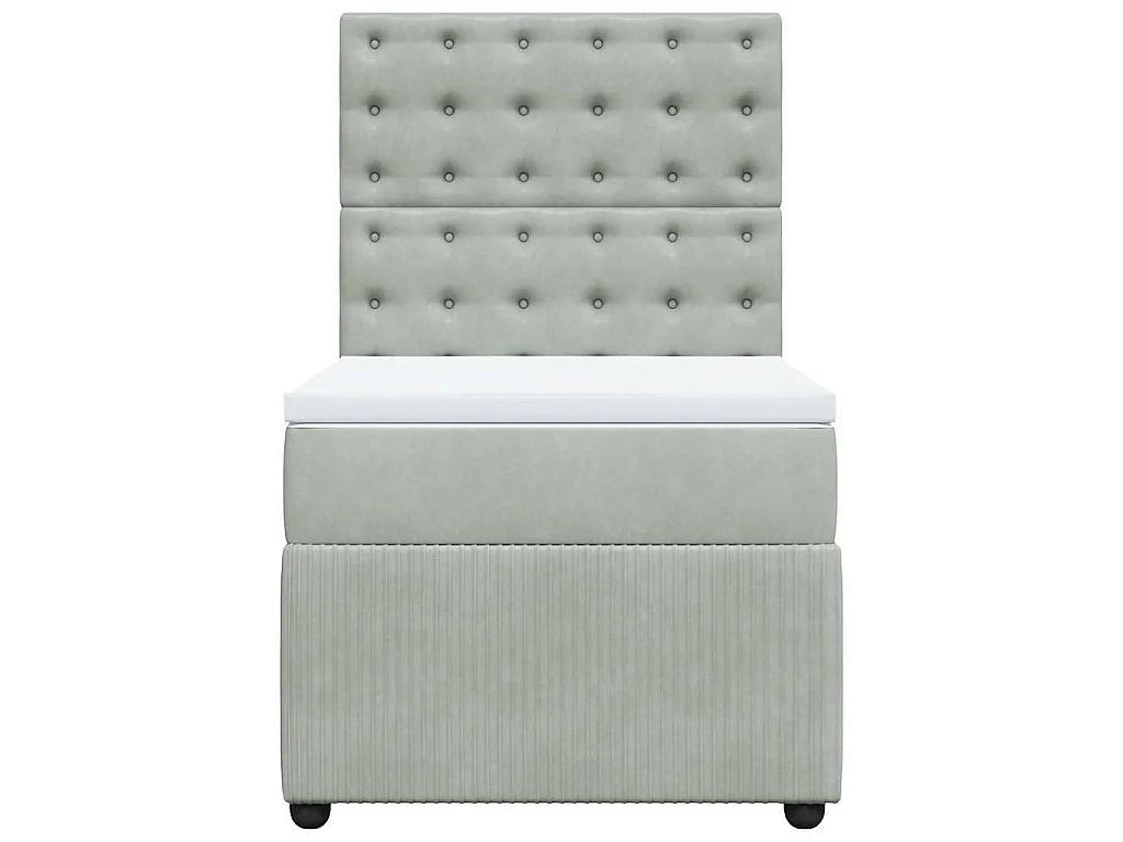 Boxspringbett mit Matratze Hellgrau 90x190 cm Samt