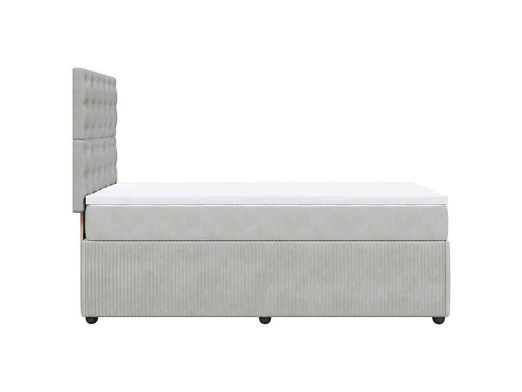 Boxspringbett mit Matratze Hellgrau 90x190 cm Samt
