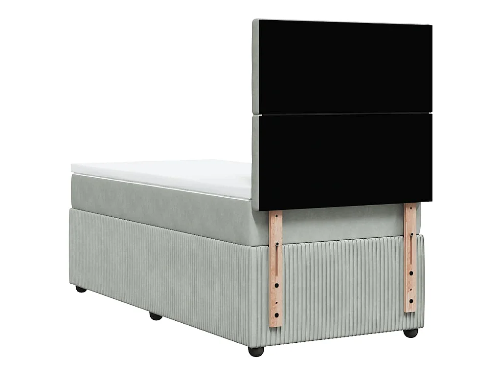 Boxspringbett mit Matratze Hellgrau 90x190 cm Samt