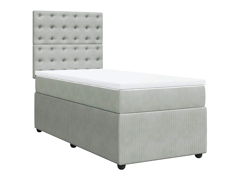 Sommier à lattes de lit et matelas Gris clair 90x190 cm Velours