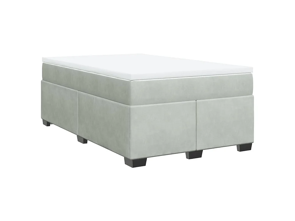 Cama box spring con colchón terciopelo gris claro 120x200 cm