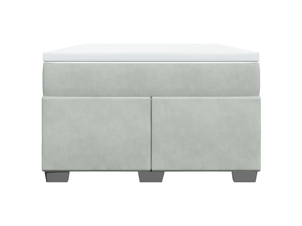 Cama box spring con colchón terciopelo gris claro 120x200 cm