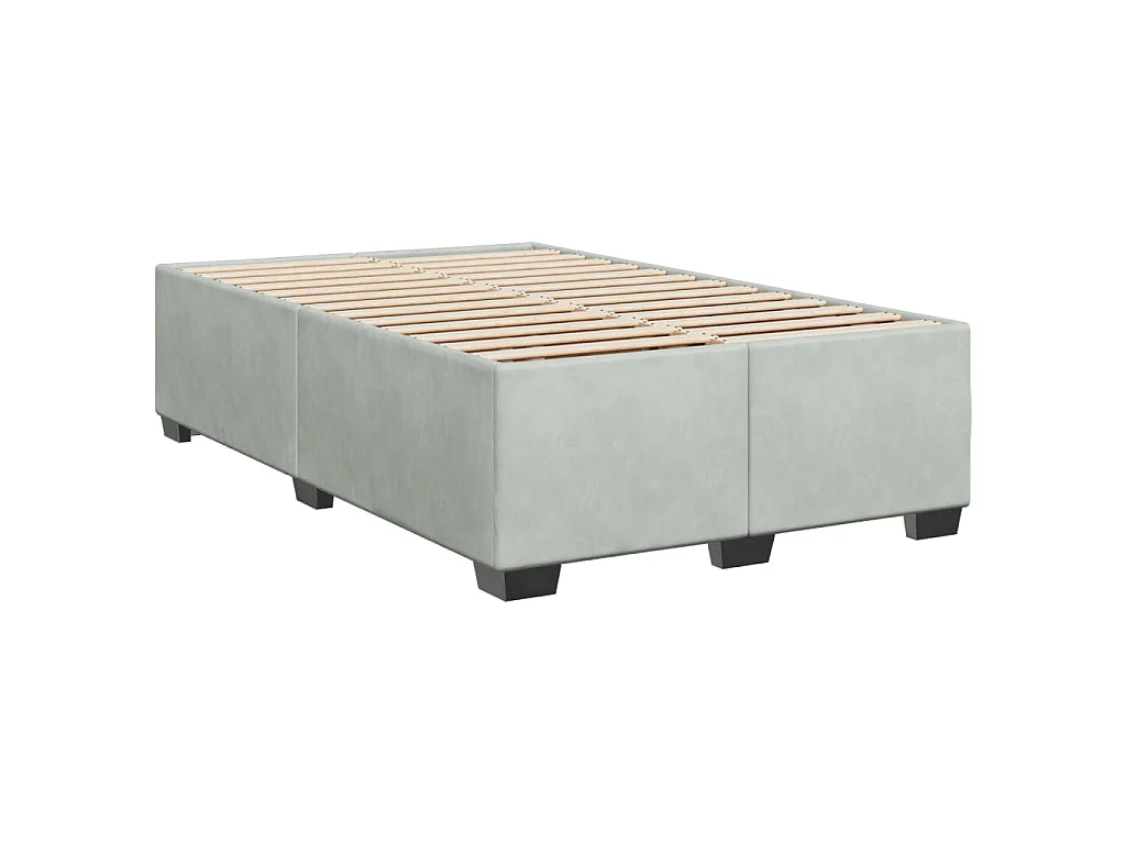 Cama box spring con colchón terciopelo gris claro 120x200 cm
