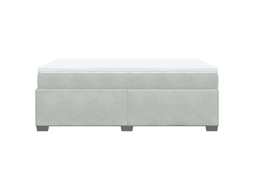 Cama box spring con colchón terciopelo gris claro 120x200 cm