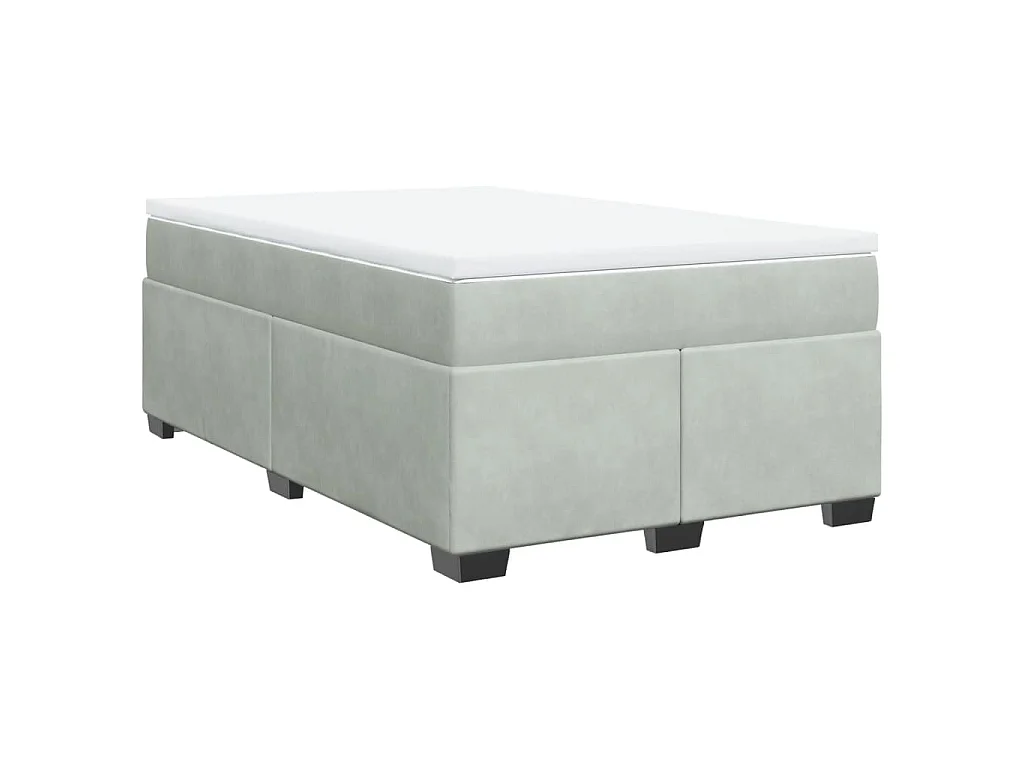 Cama box spring con colchón terciopelo gris claro 120x200 cm