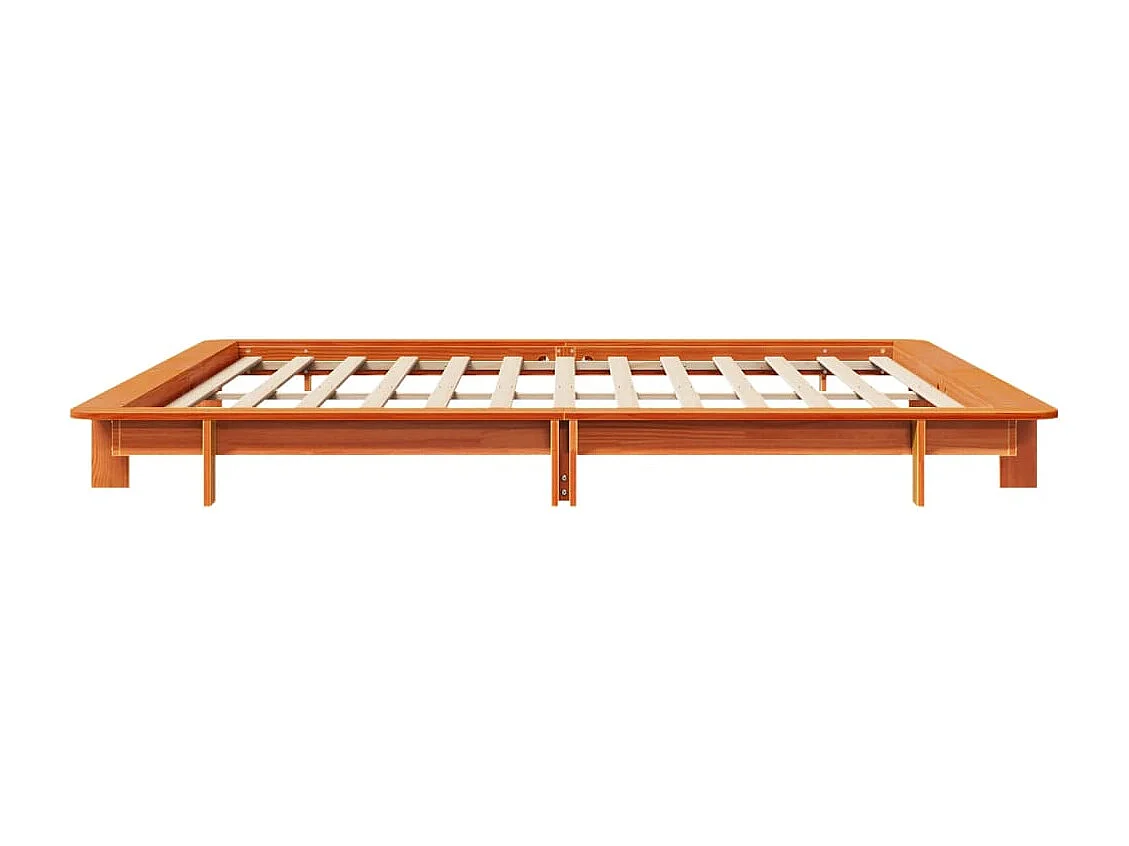 Cadre de lit sans matelas cire marron 160x200cm bois pin massif
