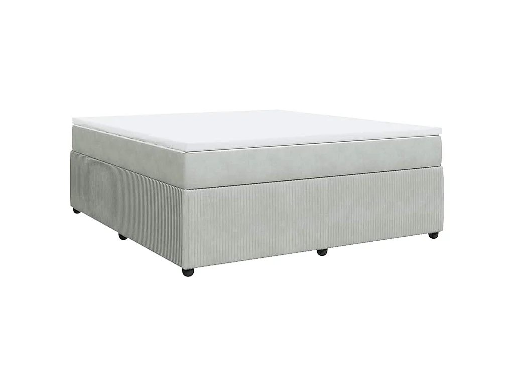 Cama box spring con colchón terciopelo gris claro 180x200 cm