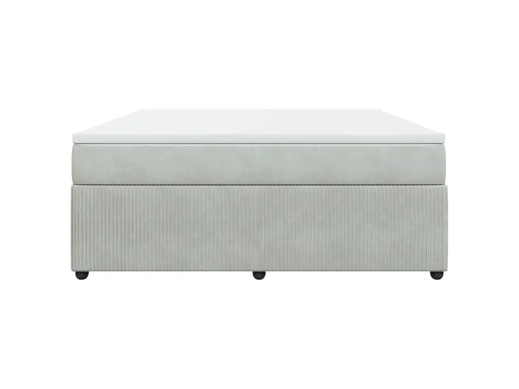 Cama box spring con colchón terciopelo gris claro 180x200 cm