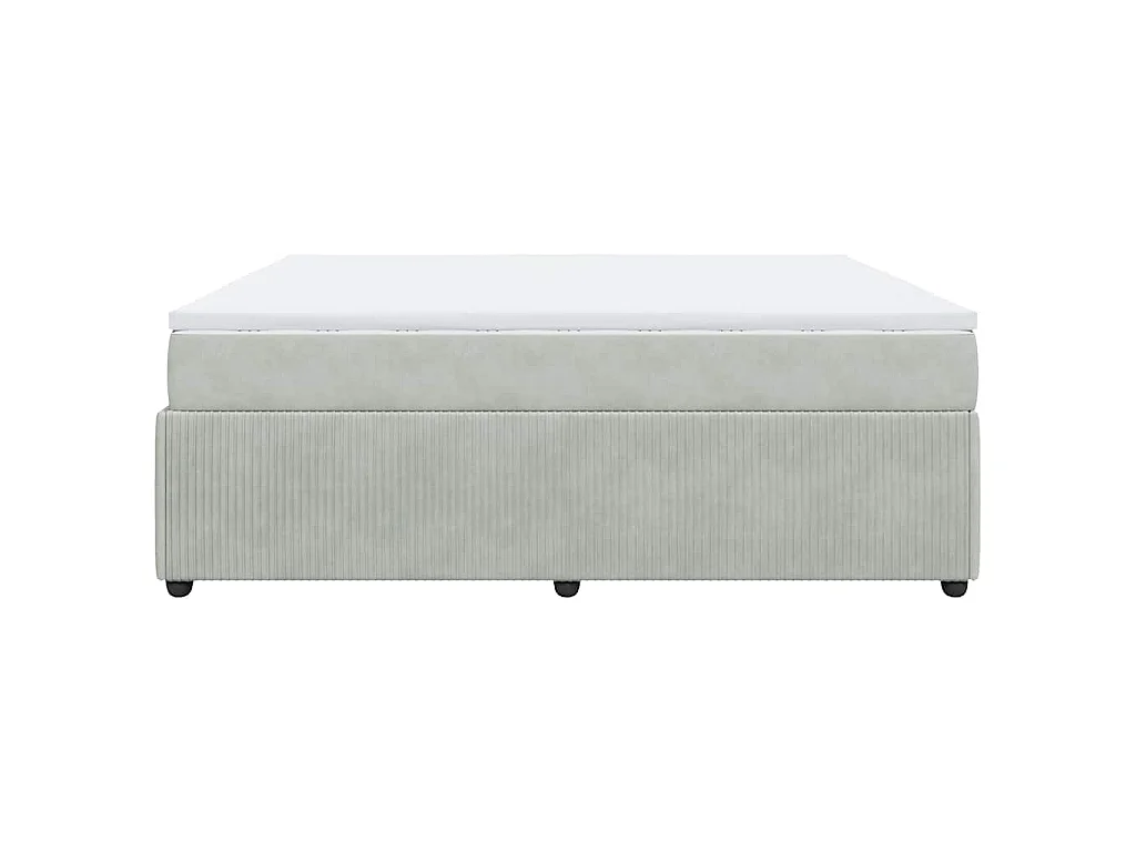 Cama box spring con colchón terciopelo gris claro 180x200 cm