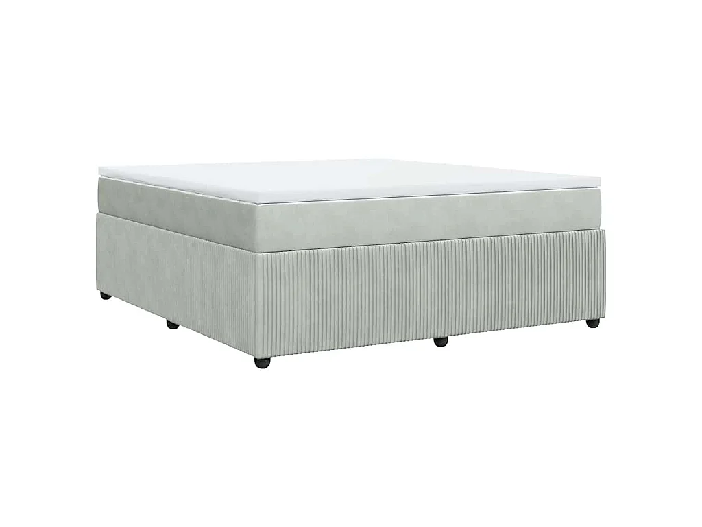 Cama box spring con colchón terciopelo gris claro 180x200 cm