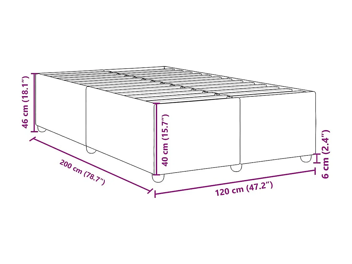 Cadre de lit sans matelas gris foncé 120x200 cm tissu