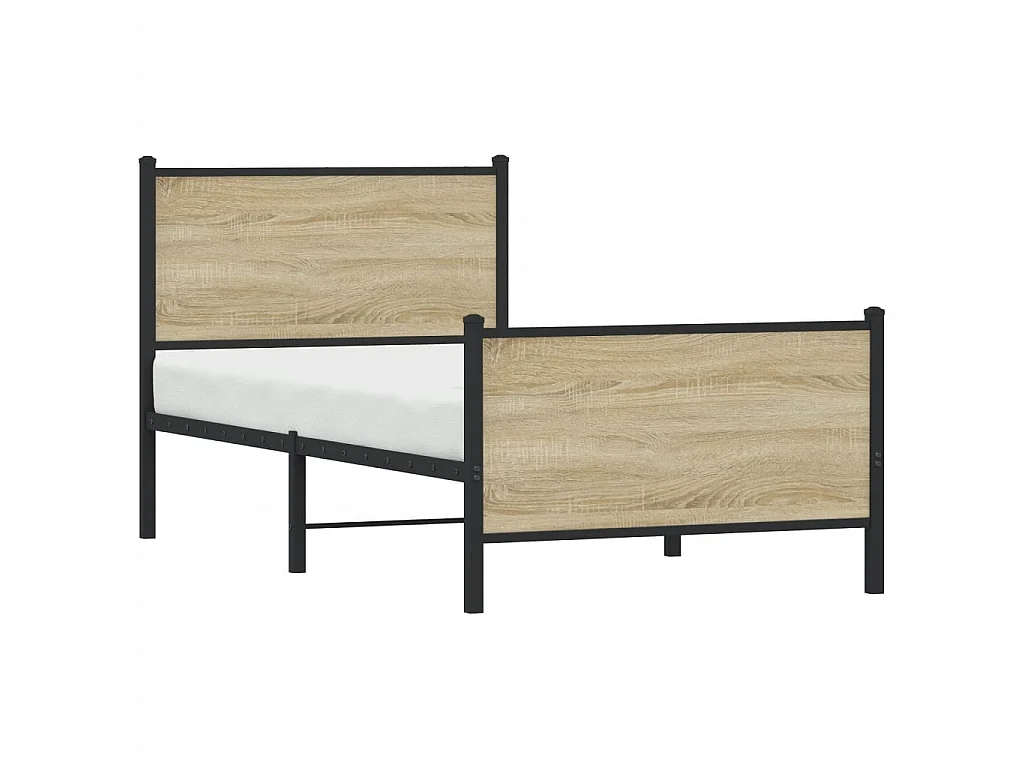 Cadre de lit en métal sans matelas chêne sonoma 75x190 cm