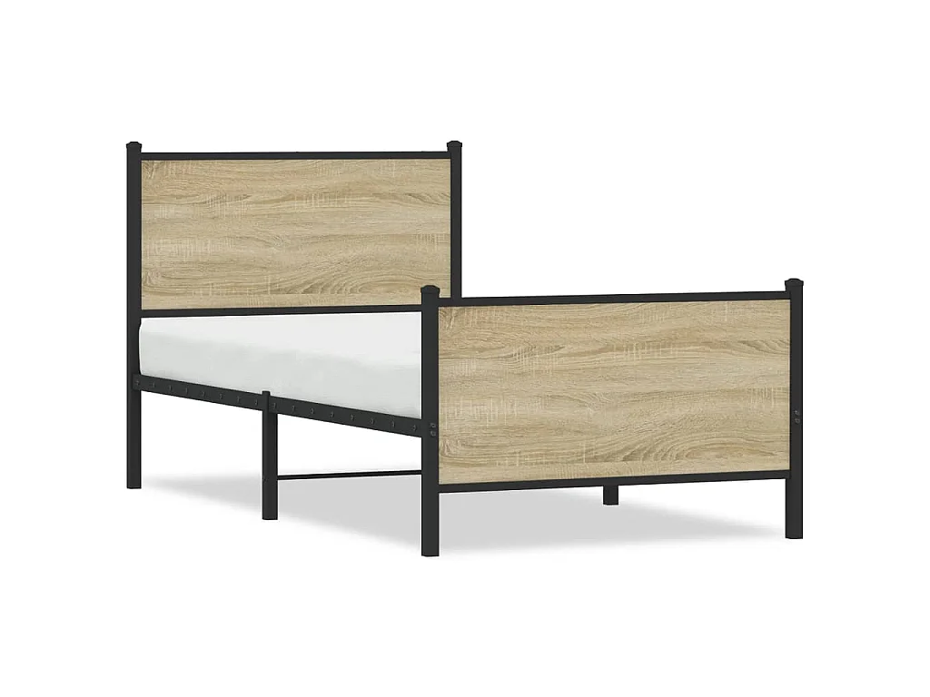 Cadre de lit en métal sans matelas chêne sonoma 75x190 cm