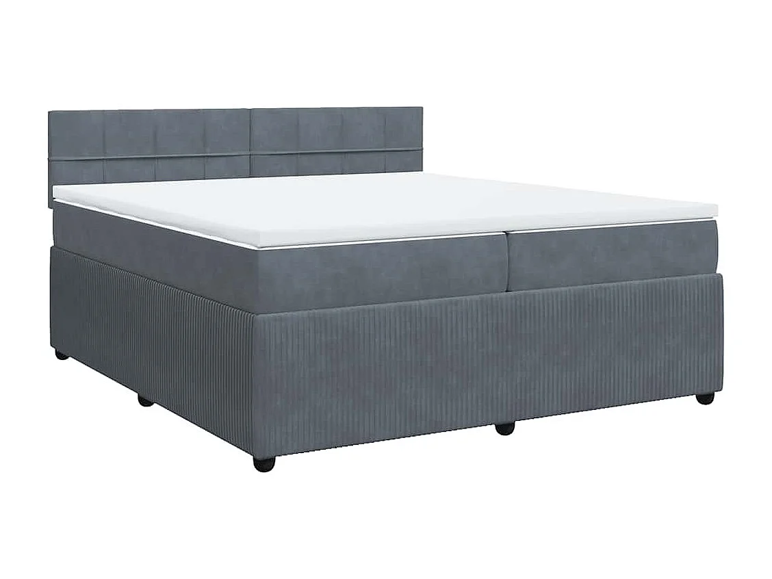 Cama box spring con colchón terciopelo gris oscuro 200x200 cm