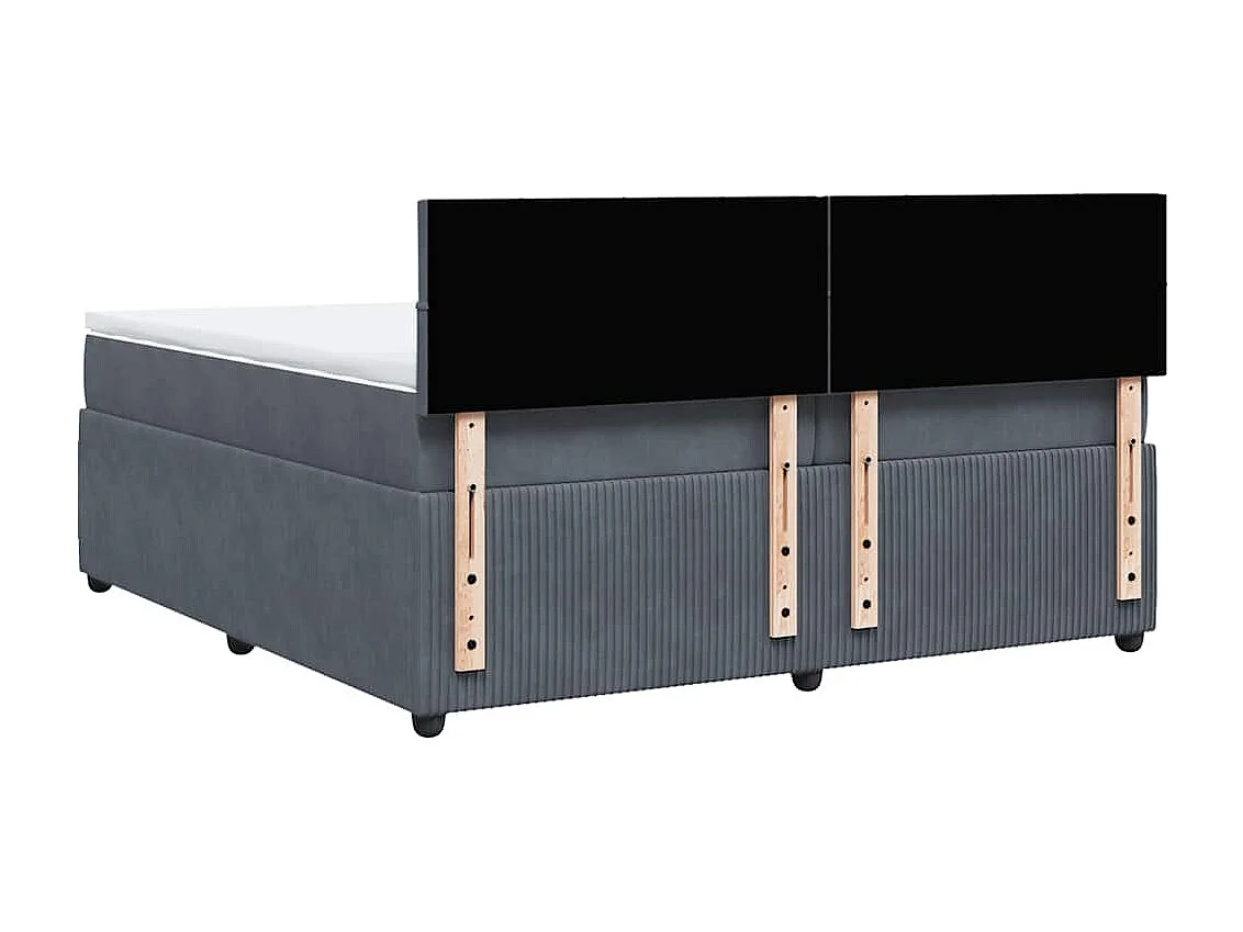 Cama box spring con colchón terciopelo gris oscuro 200x200 cm
