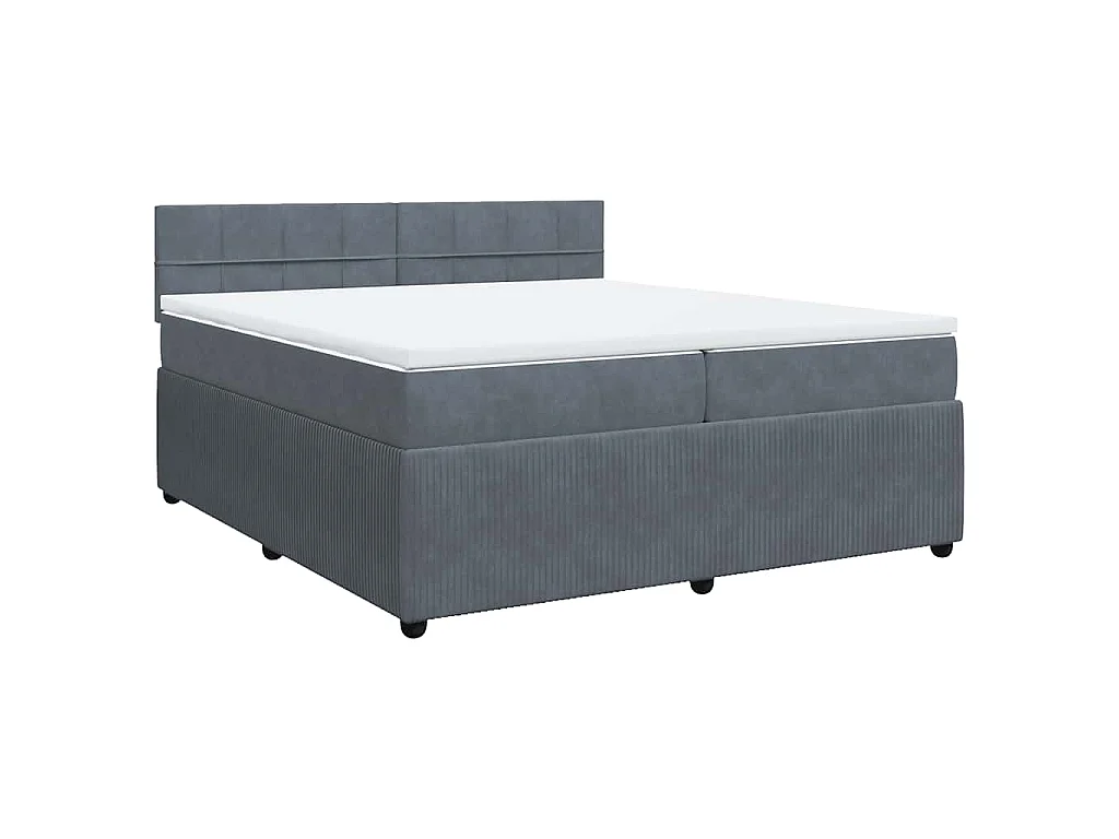 Cama com molas/colchão 200x200 cm veludo cinzento-escuro
