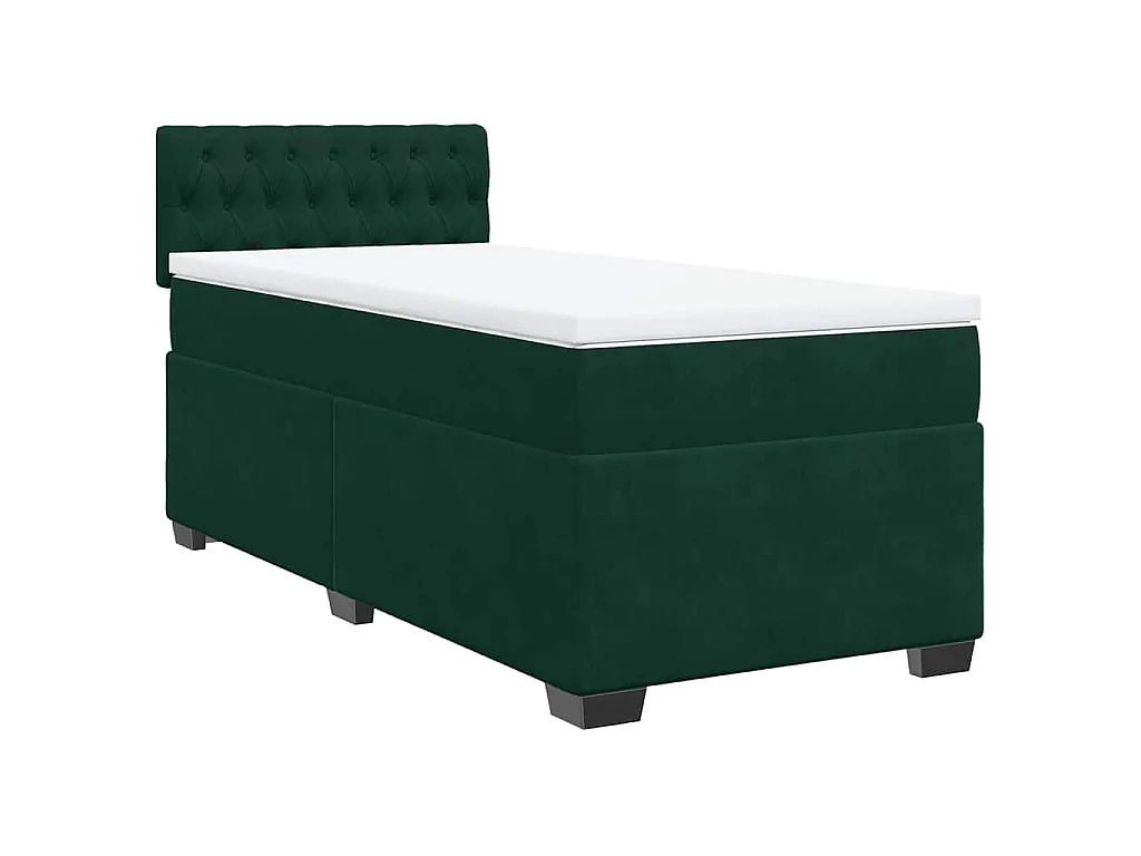 Boxspring met matras fluweel donkergroen 90x190 cm