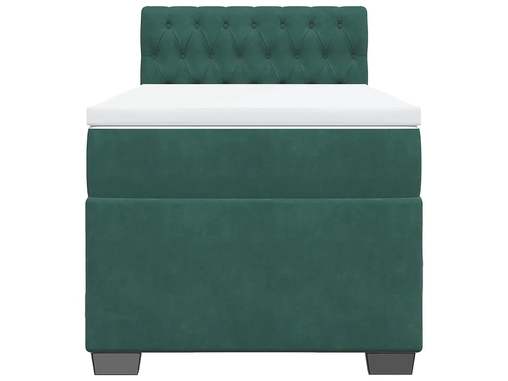 Boxspring met matras fluweel donkergroen 90x190 cm