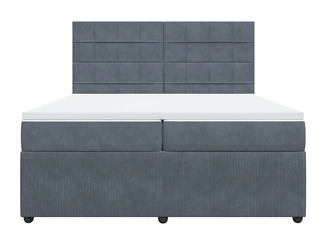 Giroletto a Molle con Materasso Grigio Scuro 200x200 cm Velluto