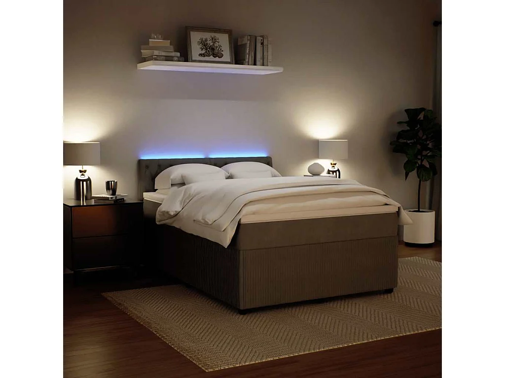 Giroletto a Molle con Materasso Grigio Chiaro 140x190cm Velluto