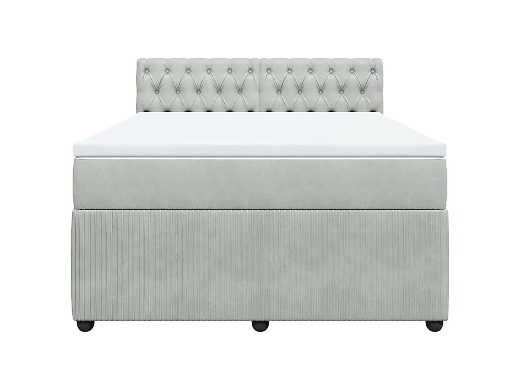 Giroletto a Molle con Materasso Grigio Chiaro 140x190cm Velluto
