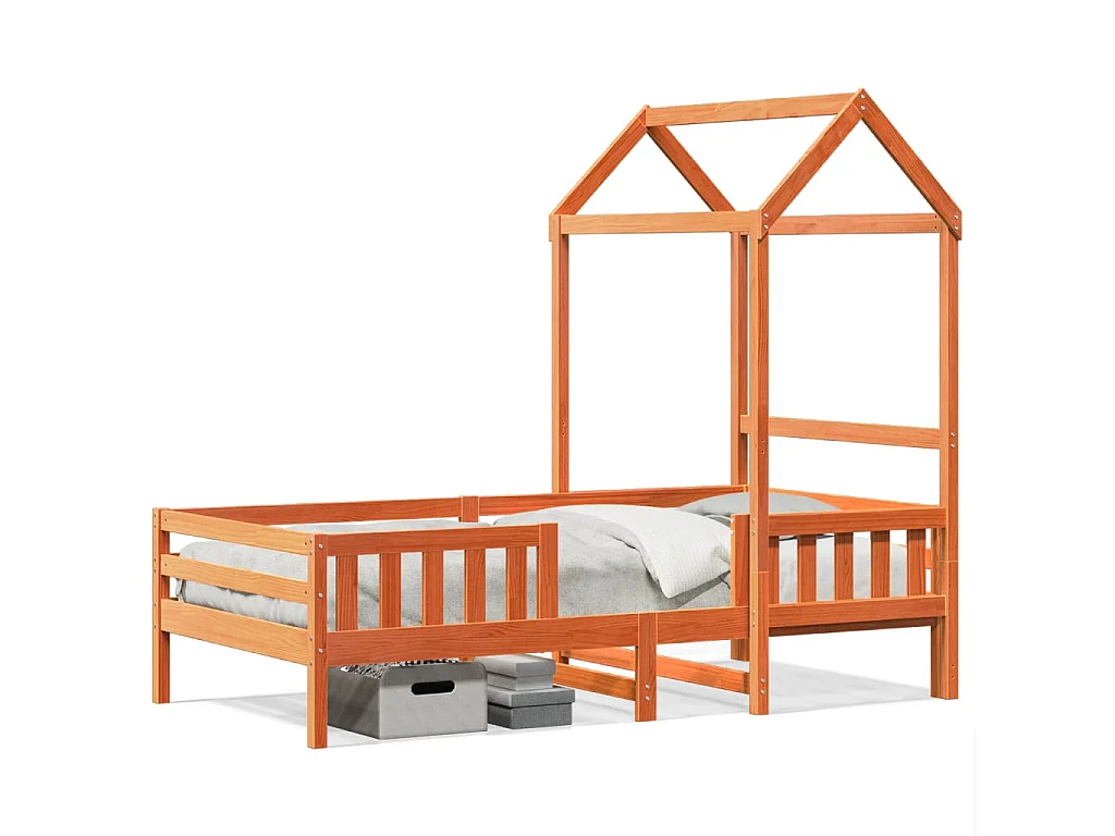 Cadre de lit avec toit sans matelas cire marron 80x200 cm