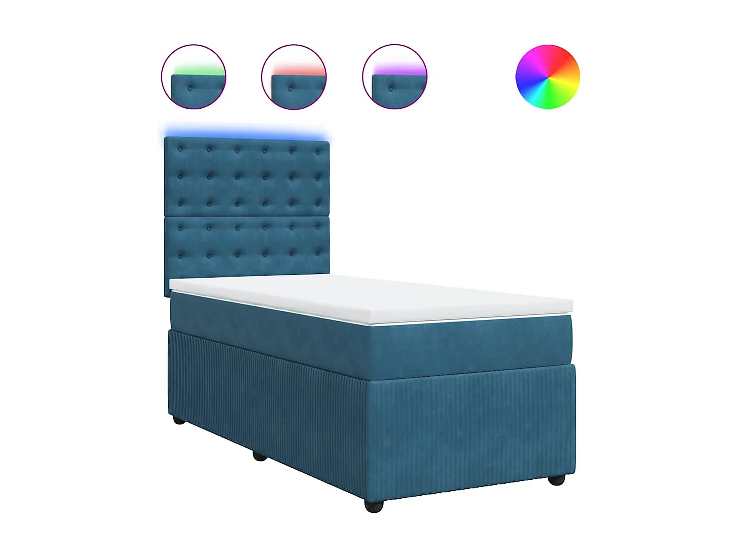 Sommier à lattes de lit avec matelas bleu 90x200 cm velours