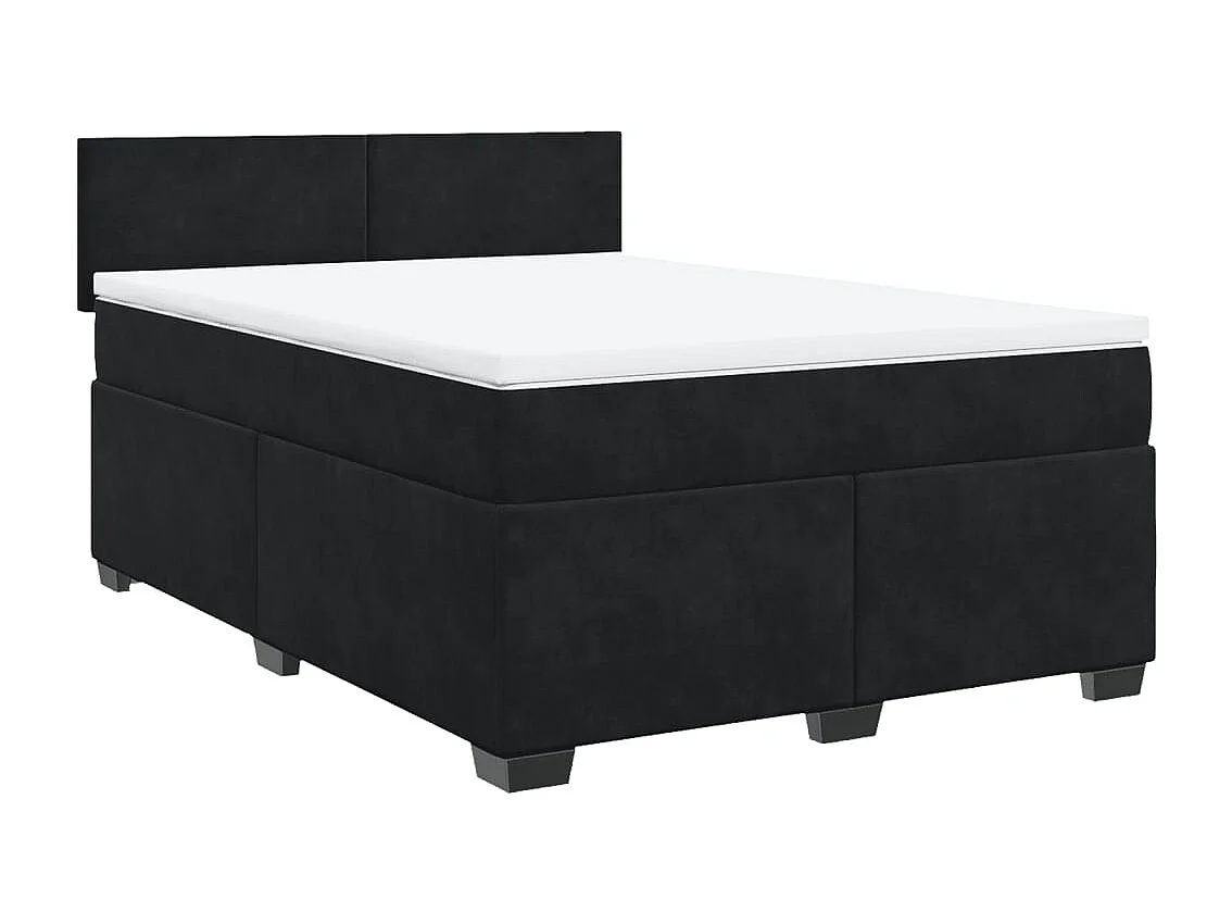 Cama box spring con colchón terciopelo negro 140x200 cm