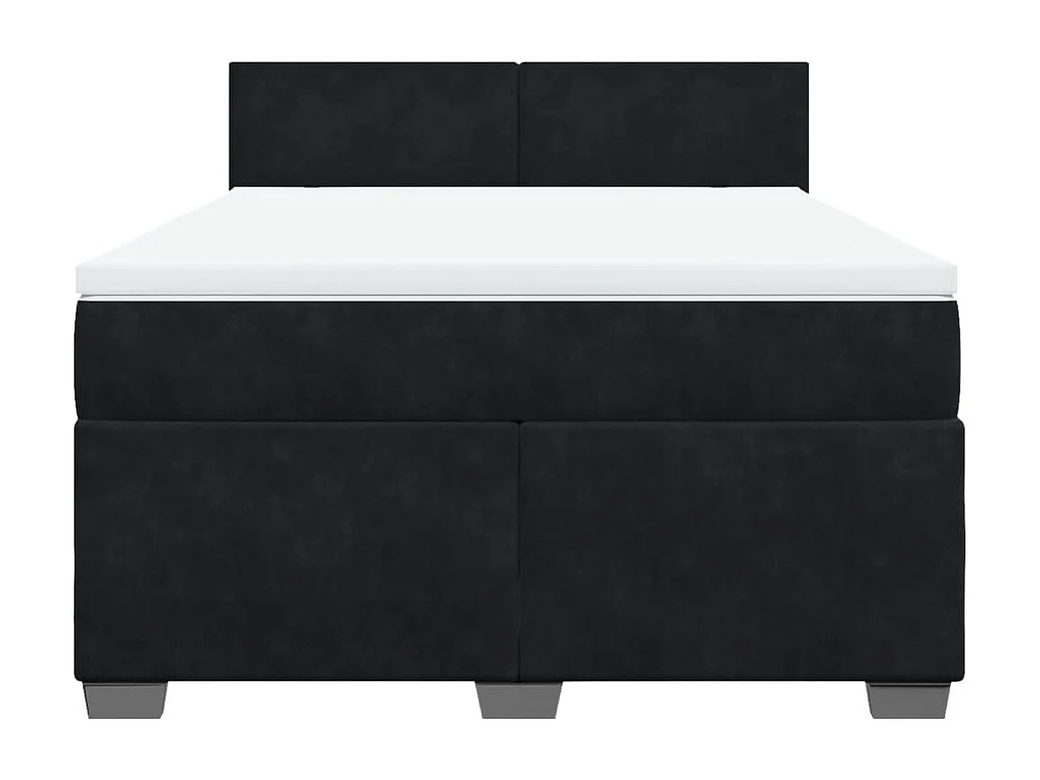 Cama box spring con colchón terciopelo negro 140x200 cm