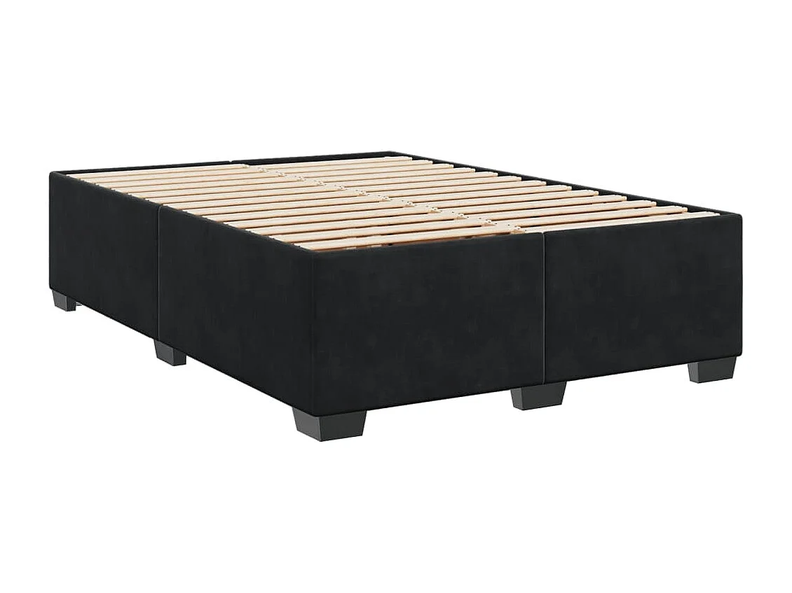 Cama box spring con colchón terciopelo negro 140x200 cm