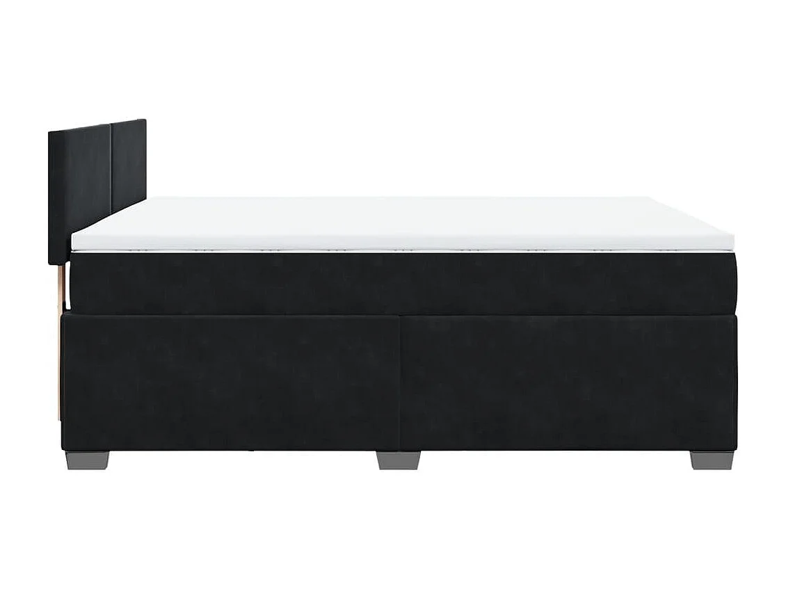 Cama box spring con colchón terciopelo negro 140x200 cm