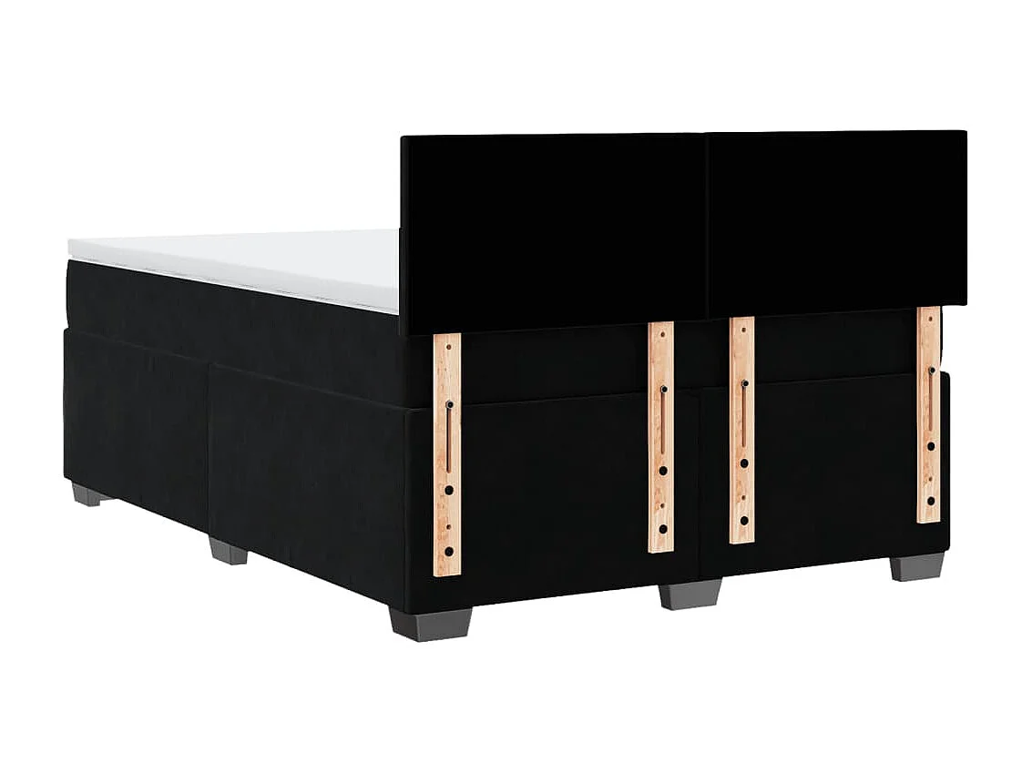 Cama box spring con colchón terciopelo negro 140x200 cm