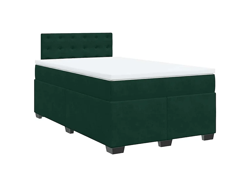 Cama box spring con colchón terciopelo verde oscuro 120x190 cm