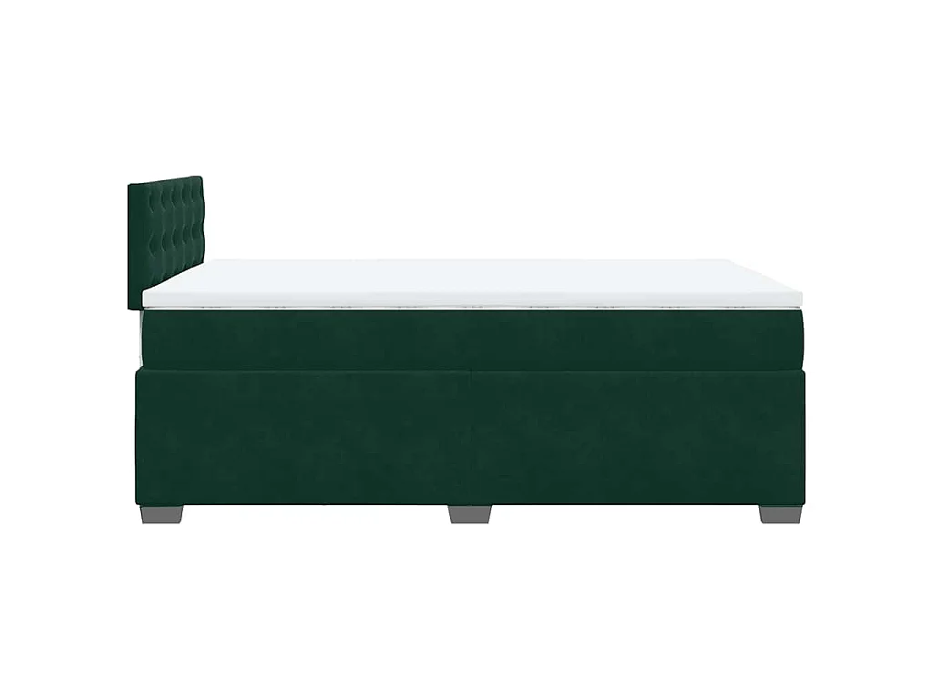 Cama box spring con colchón terciopelo verde oscuro 120x190 cm