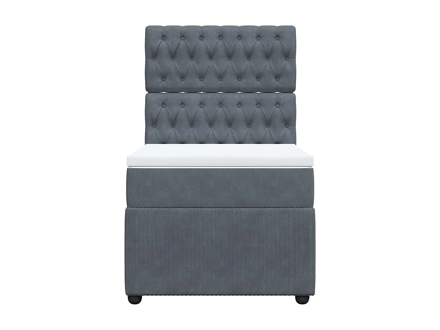 Cama com molas/colchão 90x190 cm veludo cinza-escuro