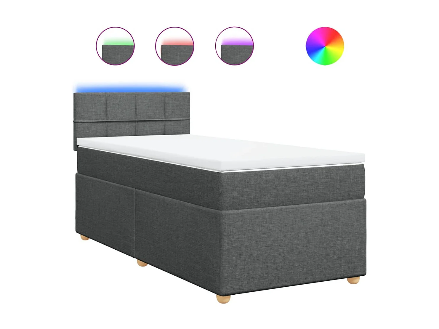 Boxspringbett mit Matratze Dunkelgrau 100x200 cm Stoff