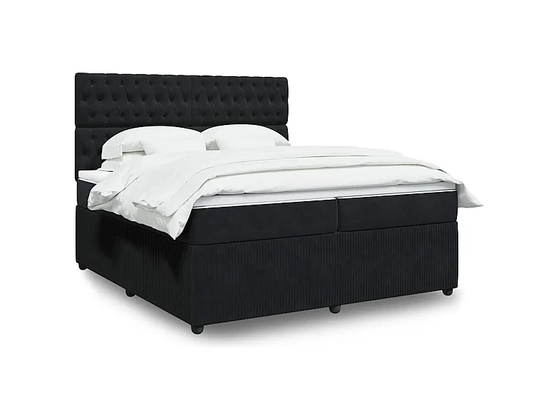 Boxspring met matras fluweel zwart 200x200 cm