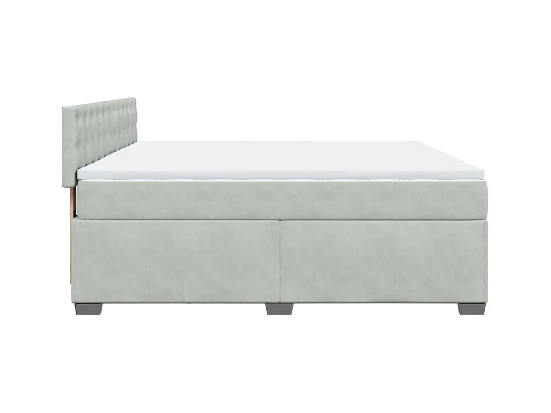 Sommier à lattes de lit et matelas Gris clair 200x200cm Velours