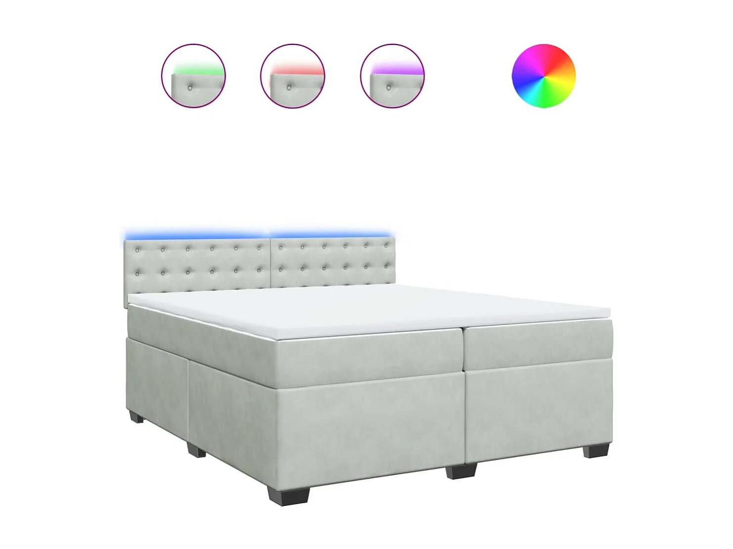 Cama box spring con colchón terciopelo gris claro 200x200 cm