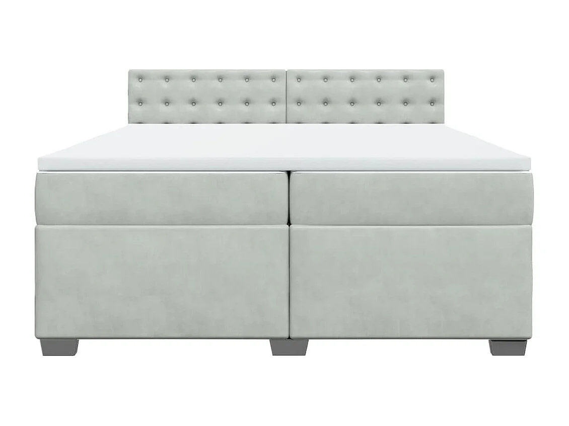 Cama box spring con colchón terciopelo gris claro 200x200 cm