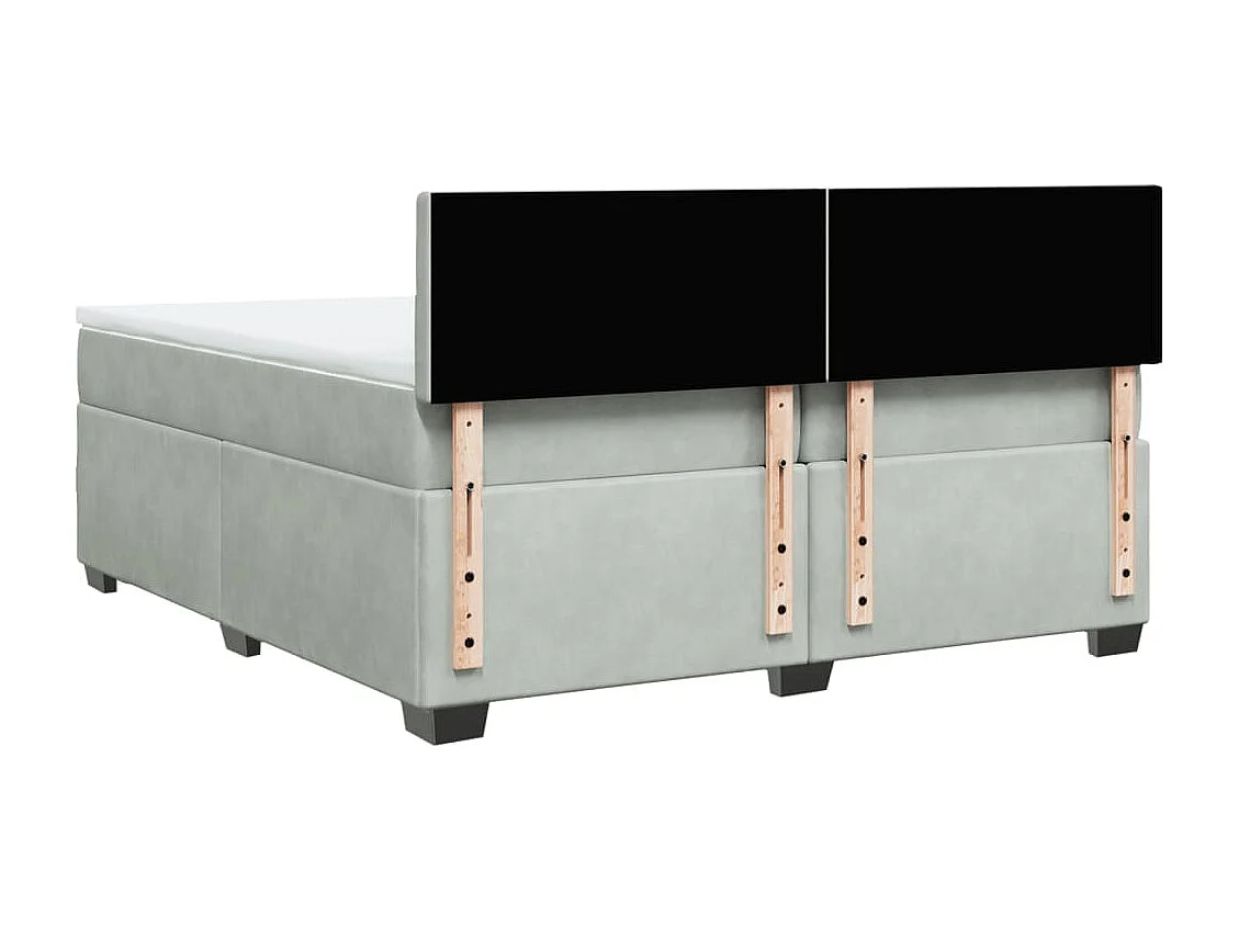 Cama box spring con colchón terciopelo gris claro 200x200 cm