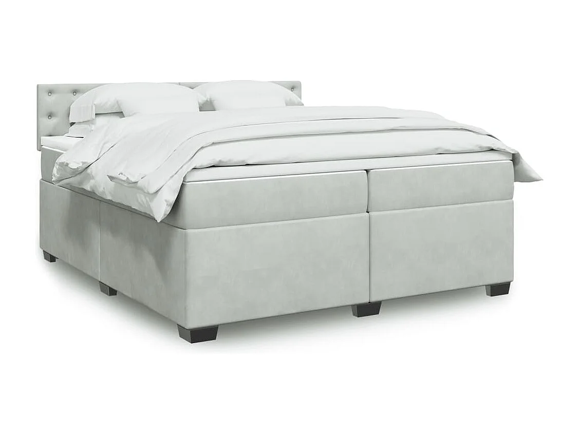 Boxspringbett mit Matratze Hellgrau 200x200 cm Samt