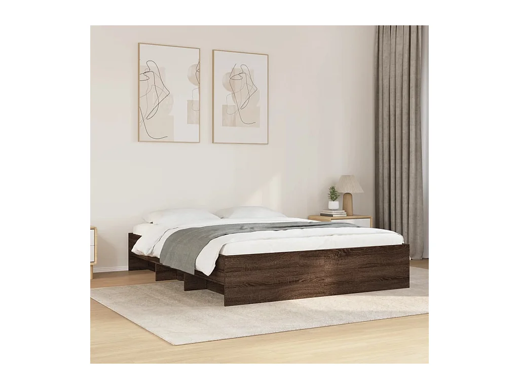 Cadre de lit sans matelas chêne marron 150x200 cm